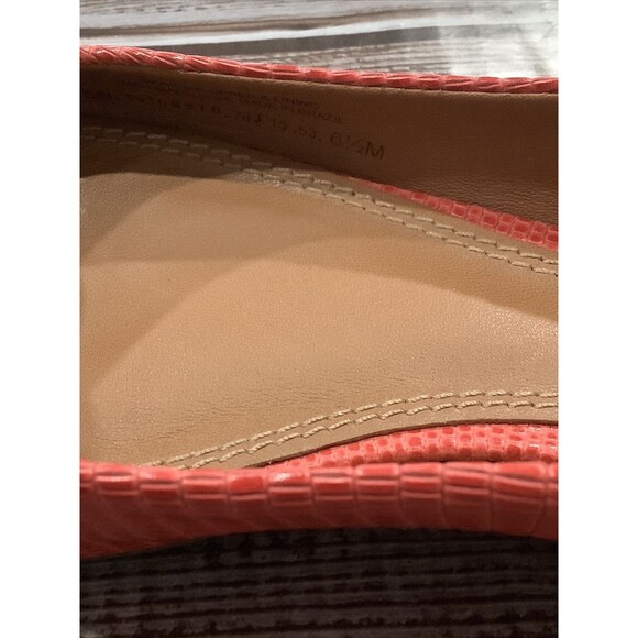 TORY BURCH ORANGE MINI MILLER LIZARD PRINT LEATHER BIG REVA FLAT SZ 6.5M - Picture 6 of 7